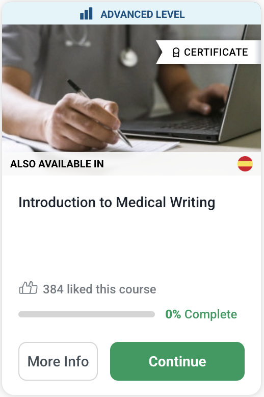 Alison course card for Introduction to Medical Writing